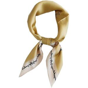 Silk Satin Flower Yellow Head Scarf Medium Square Hair Scarf for Women 28 Inches